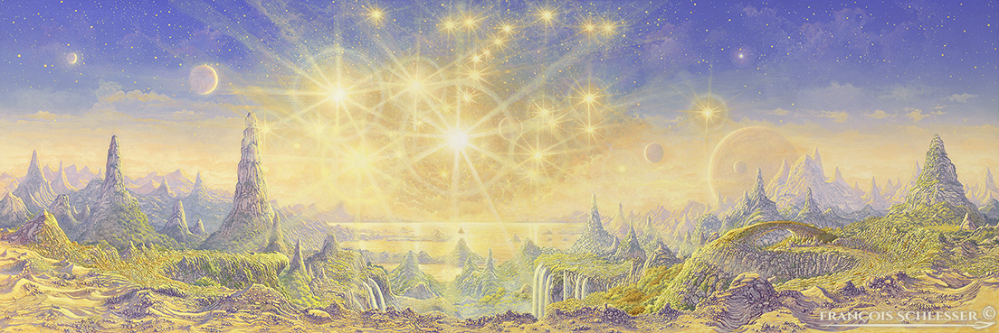 "Alcyone éternelle" Huile sur toile 90 x 30 cm - Peinture de François Schlesser ©