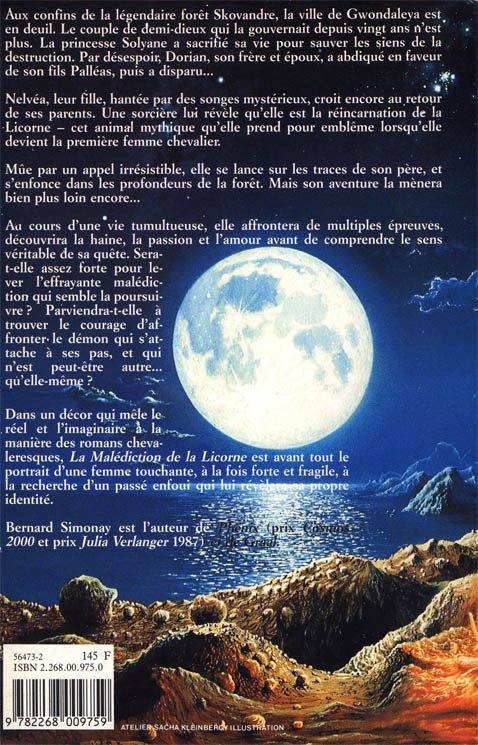 4eme page de couverture, La malédiction de la licorne, Bernard SIMONAY